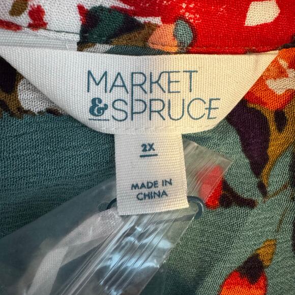 Market & Spruce Prat Sleeveless Green Floral Henley Blouse Rayon Women’s 2X NWOT - Picture 6 of 7